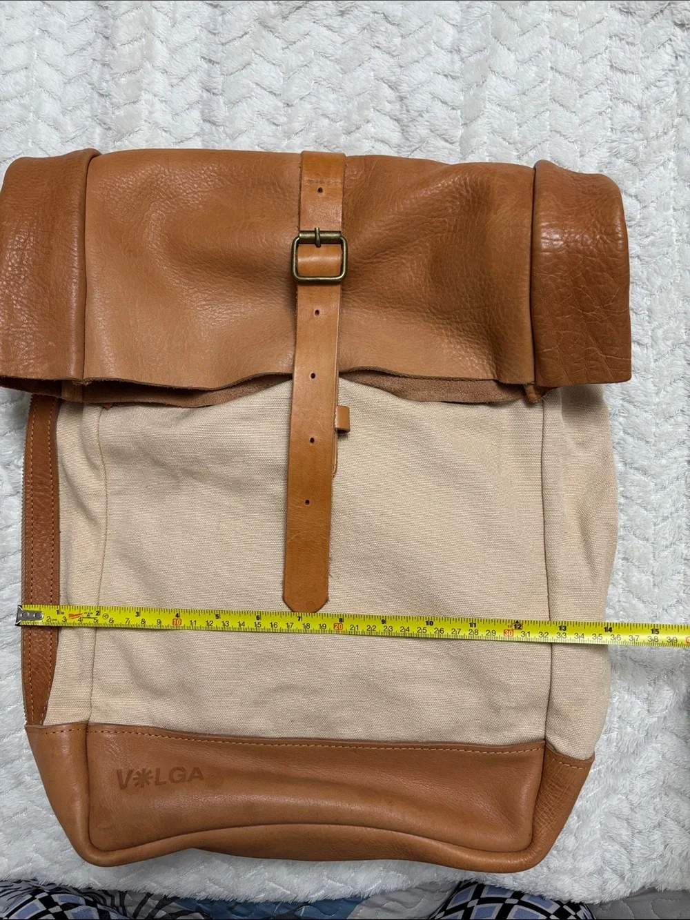 Canvas & Leather Two-Tone Tan Backpack